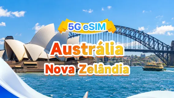 Austrália/Nova Zelândia 5G eSIM universal|Múltiplas redes·Suporte para aplicativos populares|500MB/dia - Total 100GB|1-60 dias|Cobrança de 24 horas|Código QR