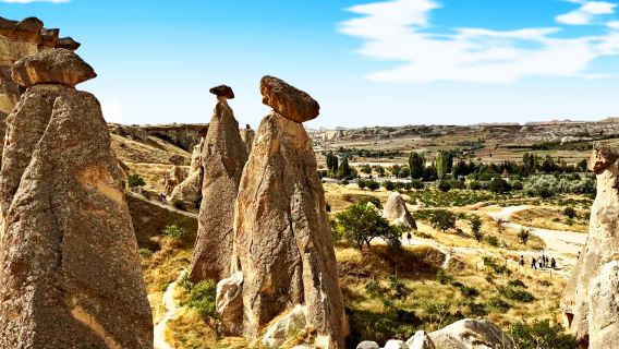 1-day tour of Goreme Red and Green Lines in Cappadocia with English and Chinese guide, including Rose Valley, Underground City, and Pigeon Valley
