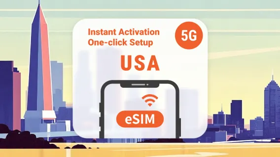 eSIM 5G USA | Couverture double réseau | 1 à 30 jours | QR code instantané