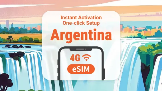 eSIM Argentina | Cobertura de red dual | 1–30 días | Código QR instantáneo
