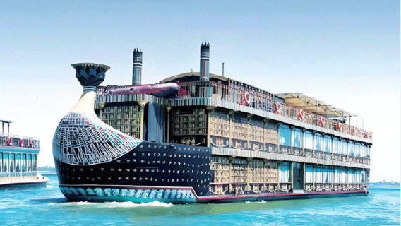 Cena buffet en el crucero nocturno por el Nilo en El Cairo, Egipto, con espectáculo de danza del vientre y derviches en el barco Pharaoh