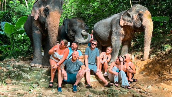 Phuket Karing havsudsigt elefantlejr Camp Chang Kalim med elefantridning