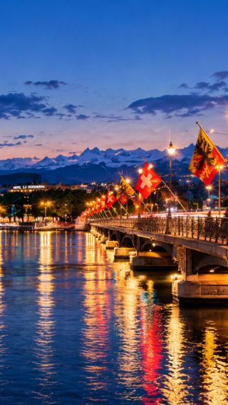 Geneva night stroll: Lakeside lights and urban life