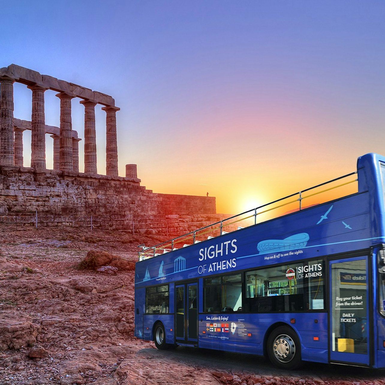 Sights of Athens Combo: Hop-on Hop-off Bus + Cape Sounion Sunset Tour