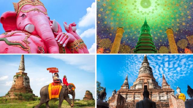 タイ・バンコク|世界遺産アユタヤ+ピンクガネーシャ+ワットパクナム+ジョッドフェアーズナイトマーケット|日本語ガイド付き