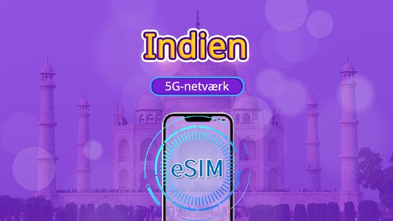 Indien | 5G/4G eSIM | Dagpakke/Data pakke | Opkrævning pr. kalenderdag | 1-30 dage | QR-kode