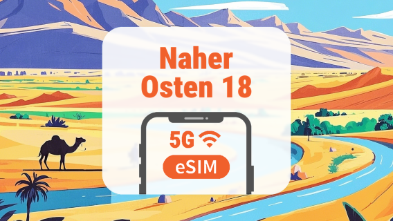Naher Osten 18 Länder 5G eSIM | KI-Apps & TikTok | 1–30 Tage | QR-Code