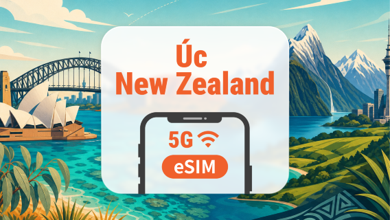 eSIM 5G Úc & New Zealand | All AI & TikTok | 1–30 ngày | QR Code