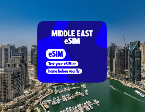 Middle East 8 Countries 4G/5G eSIM | 500MB/Days-Total 50GB | 24H Calculation|1-365Days
