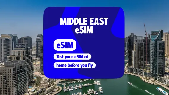 中東 8 個國家/地區 4G/5G eSIM | 每日 500MB - 總計 50GB | 24 小時計算 | 1–365 天