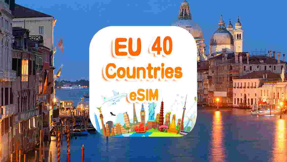 Europe 40 countries eSIM 4G/5G high-speed network QR code