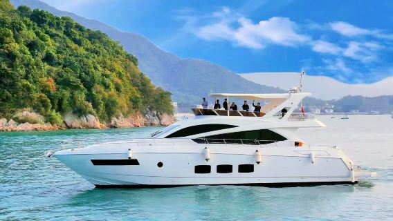 深圳七星灣80尺豪華遊艇出租包船出海~贈送水上魔毯+泳池滑梯+精美果盤+魚餌漁具+軟飲~海上移動別墅~艇上KTV