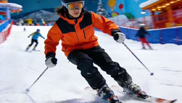 เซินเจิ้น·ทัวร์ครึ่งวันหิมะมหัศจรรย์ Huafa Snow World (รวมอุปกรณ์เล่นสกี+ชุดสกี+หมวกกันน็อก)