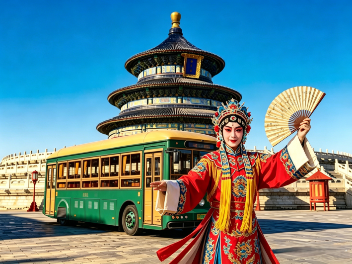 Pertunjukan di Kota Beijing | Tram Dangdang wisata santai Axis Tengah Selatan + Misteri Kuil Surga |