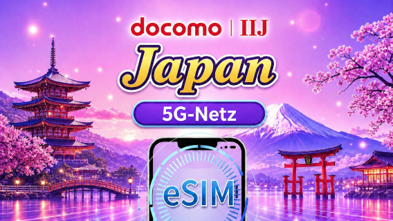 Japan | DOCOMO eSIM | Tagespaket/Datenpaket | Abrechnung nach Kalendertagen | 1-30 Tage | QR-Code