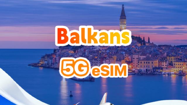 eSIM 5G/4G Balkans | Forfait d'utilisation quotidienne/forfait de quantité totale | 1 Go/jour - total 50 Go | 1 à 30 jours | QR code