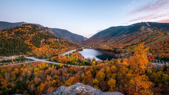 Lawatan sehari sewaan peribadi menikmati daun maple di Hutan Negara Gunung Putih sekitar Boston, Amerika Syarikat