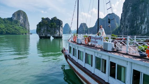 Dragonfly Cruise Halong Tagesausflug: 4-stündige Kreuzfahrt, Höhle, Kajak & Meeresfrüchte-Mittagessen