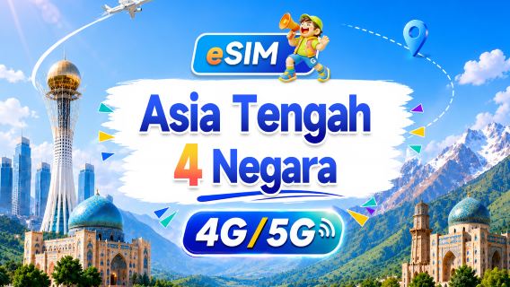 Asia Tengah 4 Negara 5G/4G eSIM | Sokong semua AI&TikTok | 500MB/hari - Jumlah 100GB | Caj mengikut 24 jam | Kod QR
