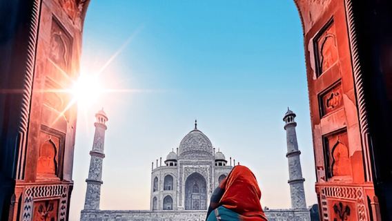 Depuis Agra : Circuit guidé du Taj Mahal et du Fort d'Agra avec service d'entrée rapide