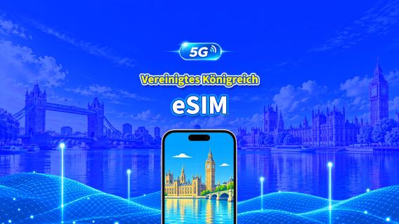 Vereinigtes Königreich 5G eSIM | 3 Netzwerke inklusive | AI & TikTok vollständig unterstützt | Tägliches/Gesamt-Datenpaket | 1–30 Tage | 24-Stunden-Abrechnung | QR-Code