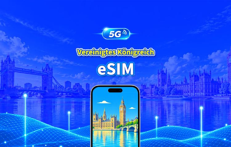 Vereinigtes Königreich 5G eSIM  | 3 Netzwerke inklusive | AI & TikTok vollständig unterstützt | Tägliches/Gesamt-Datenpaket | 1–30 Tage | 24-Stunden-Abrechnung | QR-Code