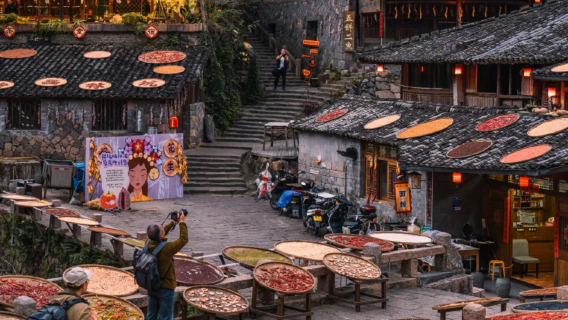 Wenzhou Nanxi River Linkeng Ancient Village fall harvest + Hesheng Donglu Village persimmons + terrace viewing platform