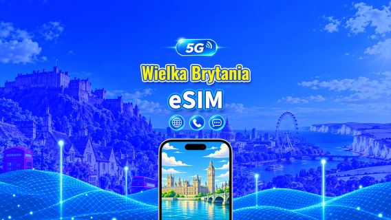 Wielka Brytania eSIM 5G | CTExcel (sieć EE) | Pakiet z rozmowami | 7-30 dni | Rozliczenie 24-godzinne | Kod QR