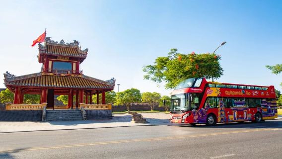 Hue ancient capital, Vietnam CitySightseeing tour (multi-stop hop-on hop-off + Thien Mu Pagoda sightseeing + Perfume River scenery)