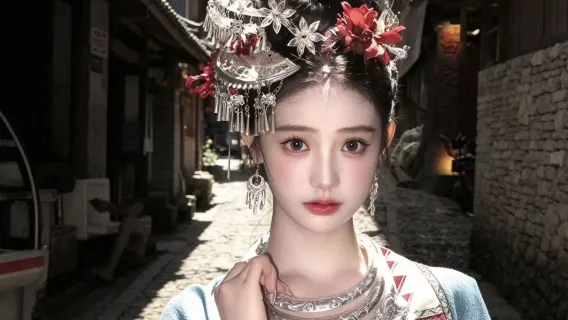 Shaxi Ancient Town wind-inspired print costume experience (costume rental + delicate makeup + premium service)