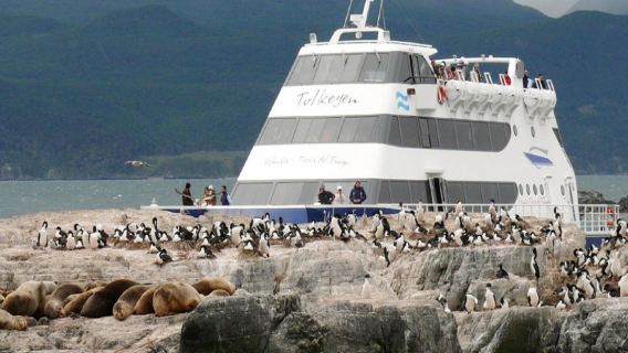 Catamaran departing from Ushuaia Port, Argentina