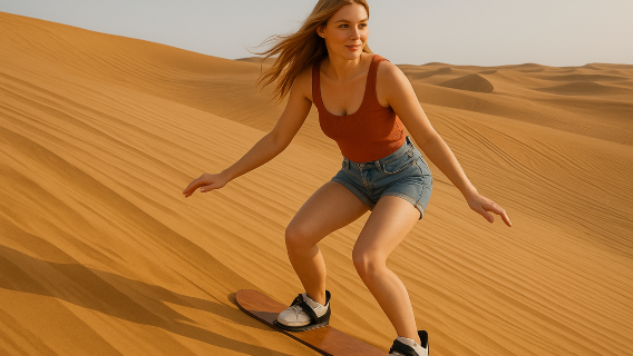 Morgendliche Wüstensafari mit Abholung und Rücktransfer, Kamelreiten und Sandboarding