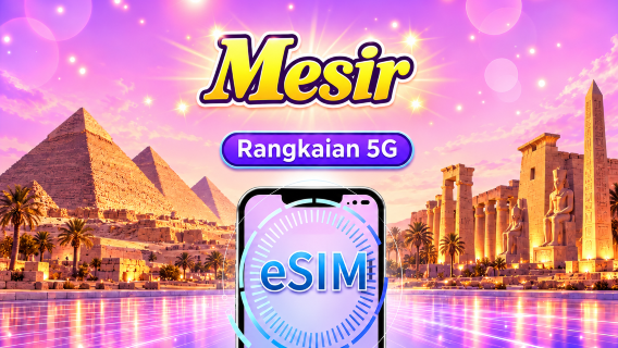 eSIM 5G Mesir | Menyokong Google Maps / TikTok / ChatGPT | Pelan Harian / Pakej Data Menyeluruh | pengebilan Hari Kalendar | 1-30 Hari | Kod QR