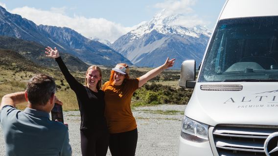 Queenstown to Mount Cook round-trip scenic tour with optional helicopter sightseeing and glacier explorer boat