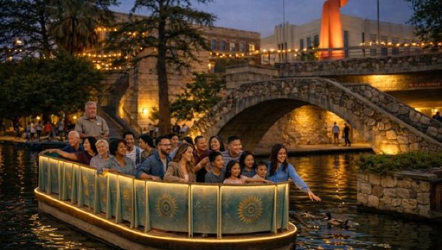 San Antonio Premium Night Driving Tour with Riverwalk Boat Cruise