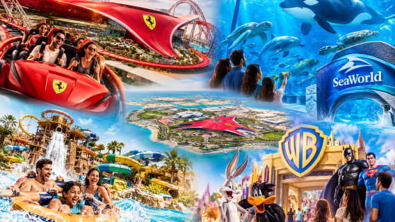 Abu Dhabi Ferrari World and Water World 2 Parks Same Day Pass With Private Transfer from Dubai