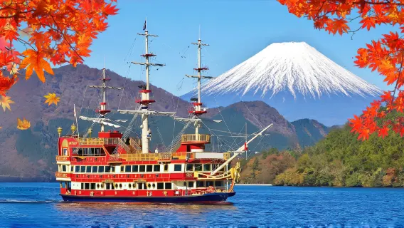 Hakone 1-day tour of twin lakes [limited-time free cable car + pirate ship] Lake Yamanaka + Owakudani cruise tour