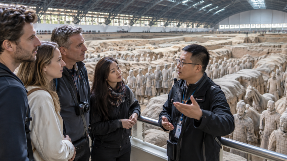 Xi'an One-Day Tour: Terracotta Warriors Small Group (Max 8 People) + Chinese Tea Experience (Optional: City Wall & Giant Wild Goose Pagoda)