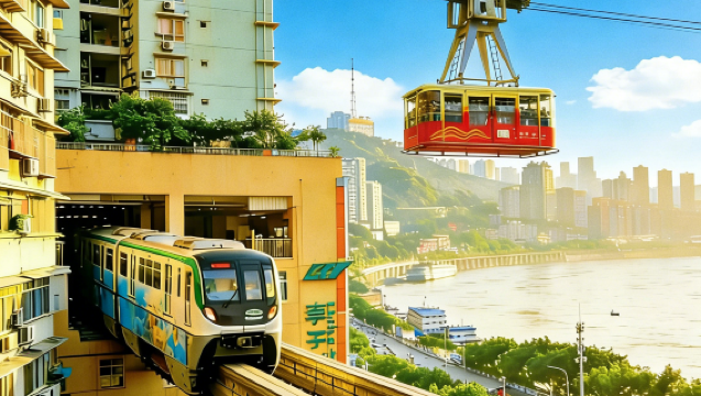 1-day tour of Yangtze River Cableway + Light Rail Through Buildings + Hongya Cave + Ciqikou + Baigongguan + Zhazidong in the city