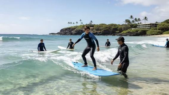 Group surfing course for beginners on Oahu's north shore (beginner-friendly)