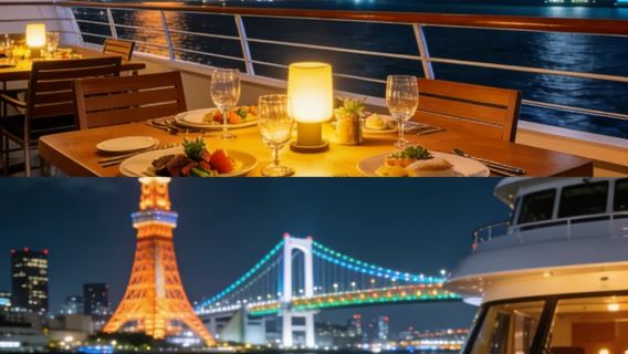東京灣海上遊輪晚餐體驗【海上浪漫晚餐】【義式丨法式料理】