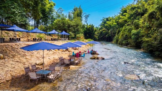 Tapak Berkhemah Mendaki Sungai Nankun Niupizhai + Peralatan Berkhemah di Sungai + Ayam Bakar dalam Tanah + BBQ + Merebus Teh di Sekitar Unggun