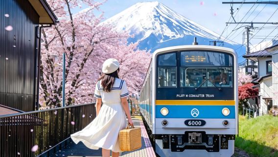 山梨フルーツ狩り、河口湖のインスタ映えする観光電車、大石公園ワンデーツアー