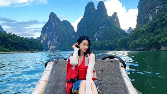 Pelayaran Sungai Li bintang 3/rakit buluh Yangdi + Sungai Yulong + Galeri Sepuluh Batu lawatan sehari [Kumpulan kecil/lawatan peribadi]