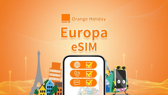Europa Orange 4G/5G eSIM | Totale 20GB–500GB | Numero francese con chiamate e SMS | 7–30 giorni | Fatturazione ogni 24 ore | Codice QR