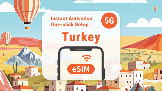 Turkije 5G eSIM | Dubbele netwerkdekking | 1–30 dagen | Directe QR-code