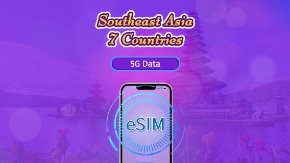 Southeast Asia (7 countries) | 5G/4G eSIM | Day Pass/Total Package | 24H Billing | 1-30 days | QR code
