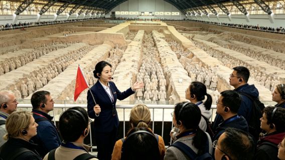 Excursión de medio día al Museo de los Guerreros de Terracota y Caballos de Qin Shihuang en Xi'an con guía en inglés/chino/japonés/español/ruso. Salidas diarias