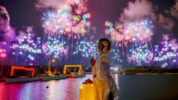 1-day tour to Oarai Sea Fireworks Festival: Encounter romantic fireworks and a dreamy sea of flowers