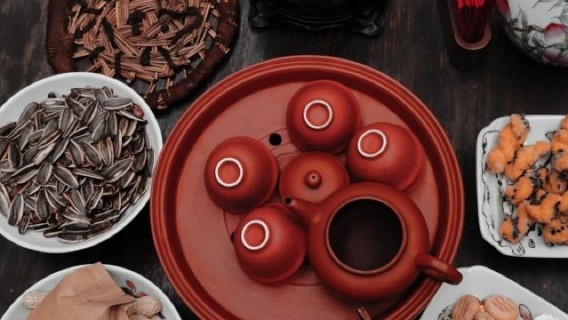 Chaozhou, Guangdong: Teehaus Zaiyang in der Pailou-Straße / Chaozhou-Oper-Erlebnis / Teetrinken und Musik hören [verschiedene Zeiträume wählbar / traditionelle Kultur]